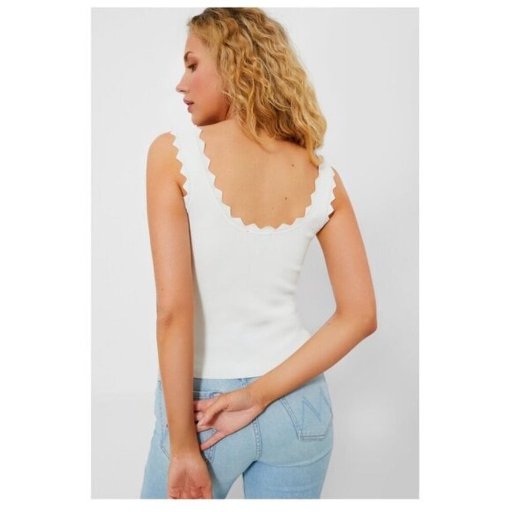 Tuckernuck | NEW White Ric Rac Compression Tank Size L - Picture 2 of 6